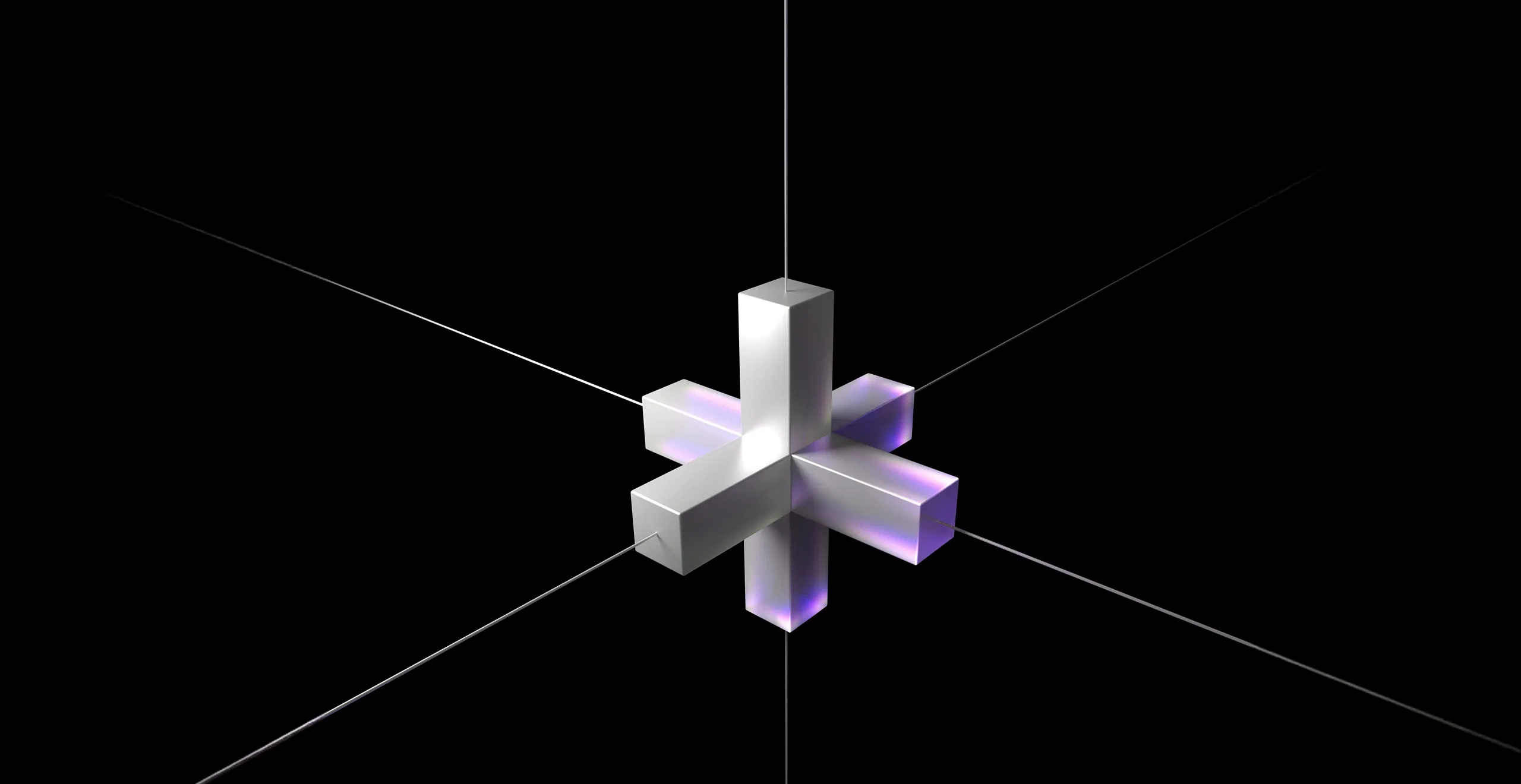 A clean, modern visual, five-sided glass-like cross with extending lines—to hint at interconnected, next-generation serverless architecture.